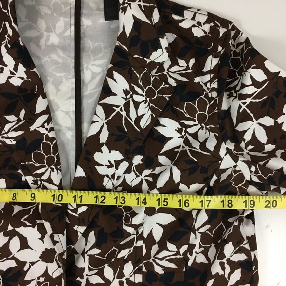 Liz Claiborne Floral Blazer 3/4 Sleeves Brown - Picture 10 of 13